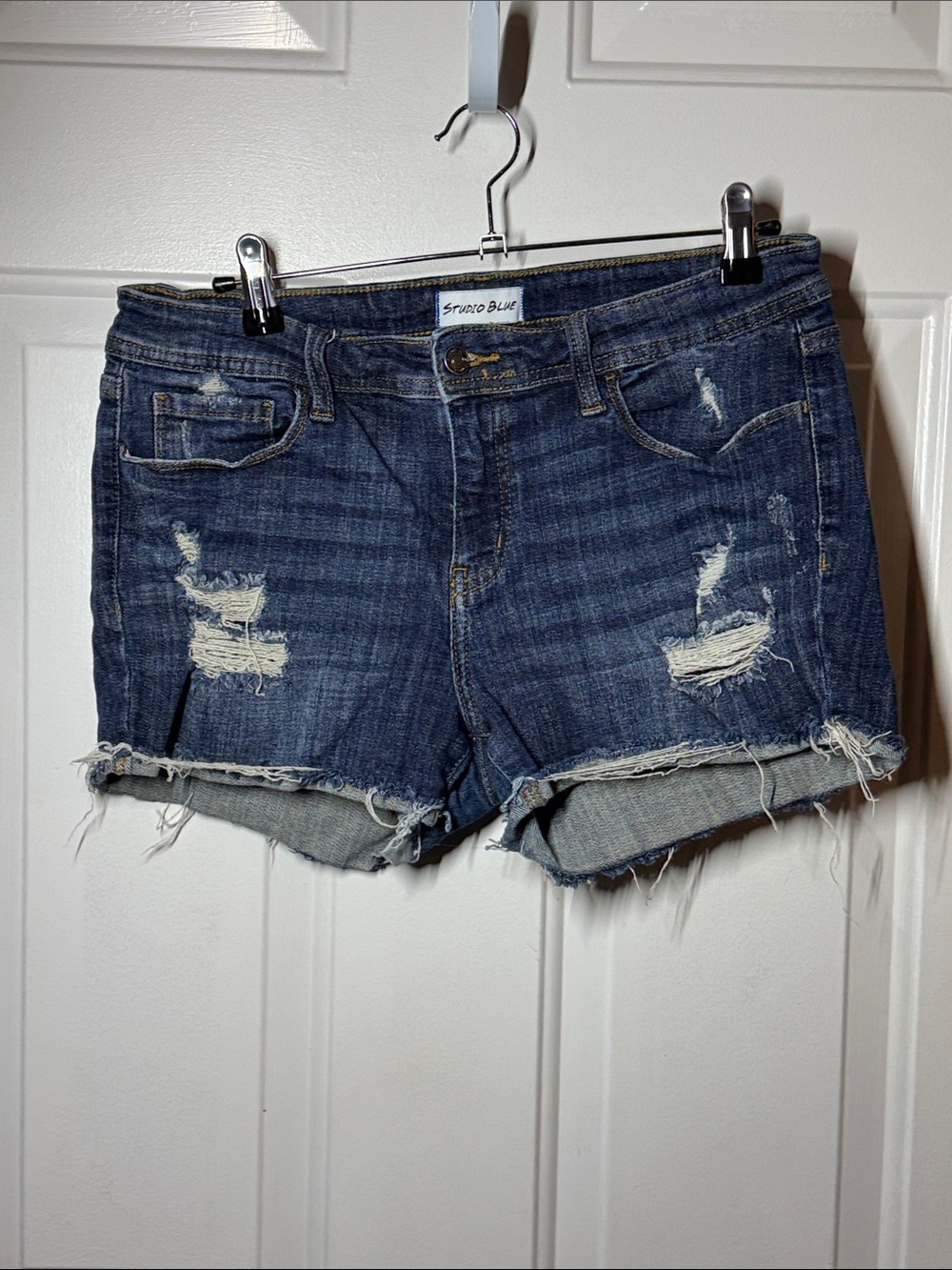Studio Blue Women's Dark Blue Distressed Denim Shorts